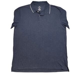 George Men Polo Shirt Size L (42-44) Navy Button Short Sleeve Big & Tall